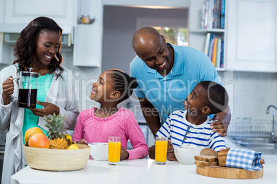 Family having breakfast