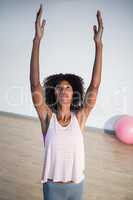 Woman performing stretching exercise