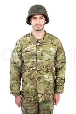 Soldier standing on white background