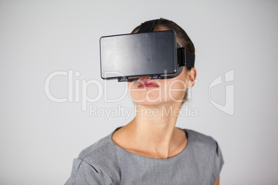 Woman using virtual reality headset