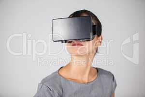 Woman using virtual reality headset