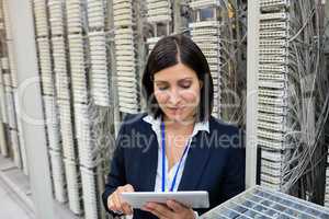 Technician using digital tablet