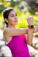 Woman exercising in park