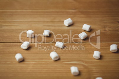 Sweet marshmallow on wooden table