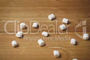Sweet marshmallow on wooden table