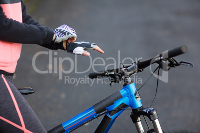 Biker wearing sport gloves