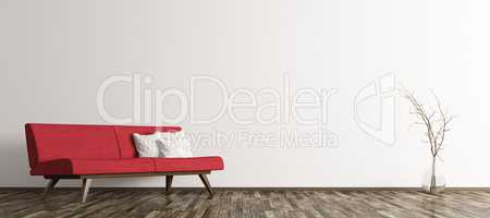 Modern interior of living room with red sofa 3d render
