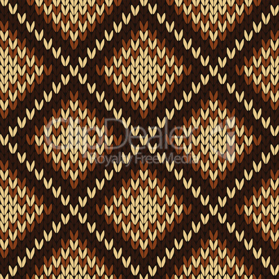 Knitting seamless ornate pattern in various hues of brown