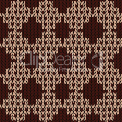 Knitting seamless ornate pattern in brown and cocoa colors