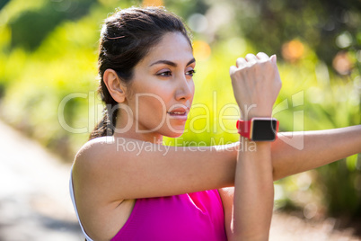 Woman exercising in a forest