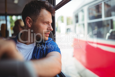 Man traveling in bus