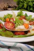 Vegetable soup with chicken