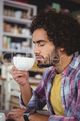 Man having a cup of coffee