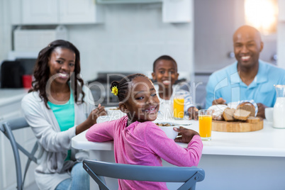 Family having breakfast