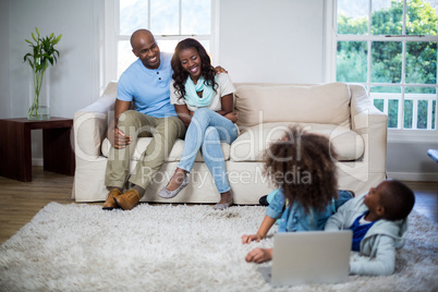 Children interacting with parents