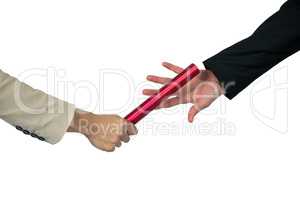 Business people passing a baton