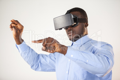 Man using virtual reality headset