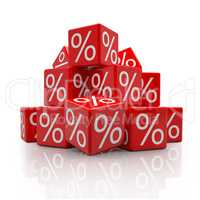 3d - percent cubes - red