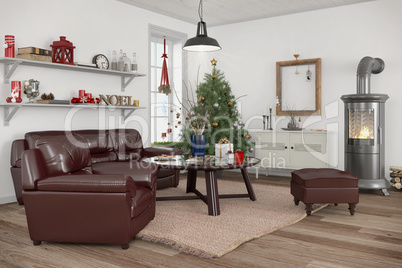 3d - scandinavian flat - christmas