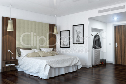 3d rendering - hotel room - bedroom