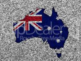 Karte und Fahne von Australien auf Mohn