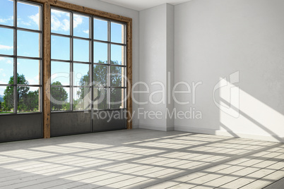 3d render of scandinavian flat - empty room