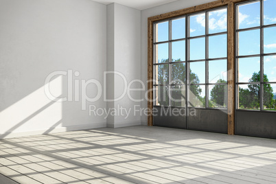 3d render of scandinavian flat - empty room