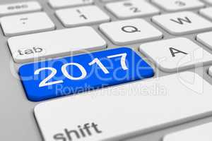 keyboard - 2017 happy new year - blue
