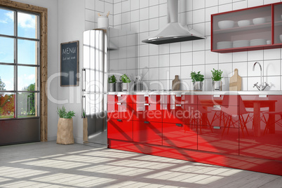 3d render - modern kitchen interior