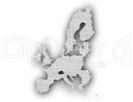 Karte der EU auf altem Leinen