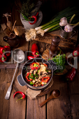 Goulash with colored vegetables