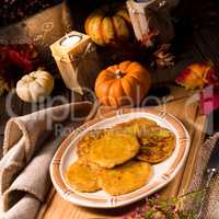 Potato pancakes with pumpkin puree