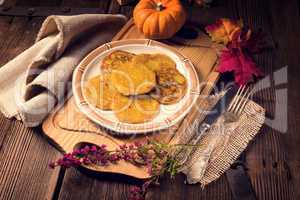 Potato pancakes with pumpkin puree