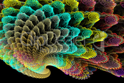 Abstract fractal image colorful sea shells.