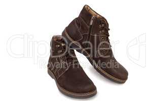 Mens shoes for winter on a white background.