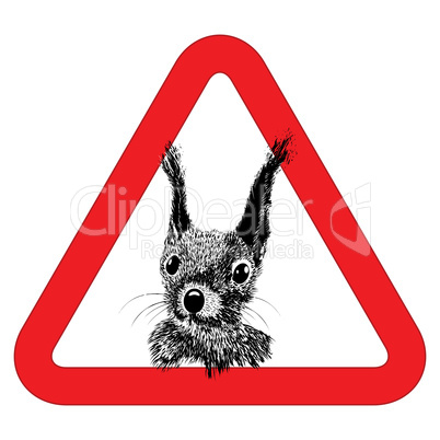 Animal free, sign warning squirrel zone vector