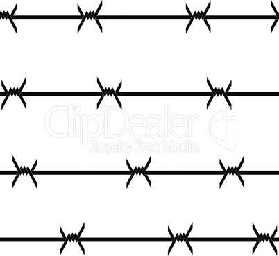 Barbed wire seamless background. Vector fence illustration isolated on white. Protection concept design.