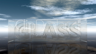 the word glass in glass under cloudy sky - 3d rendering