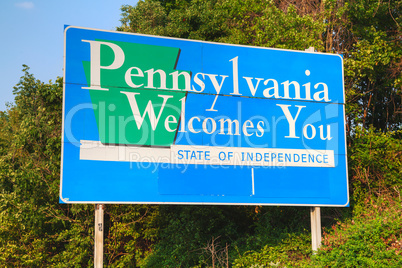 Pennsylvania Welcomes You road sign
