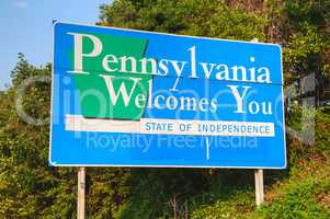 Pennsylvania Welcomes You road sign