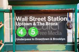 Wall Street subway sign