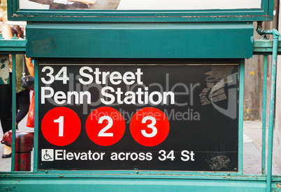 Penn Station and 34th street subway sign
