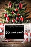 Christmas Tree With Bienvenue Means Welcome