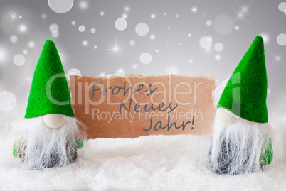 Green Gnomes With Snow, Neues Jahr Means Happy New Year