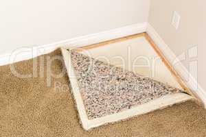 Pulled Back Carpet and Padding In Room
