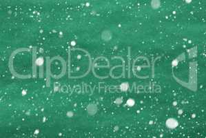 Green Christmas Paper Background, Copy Space, Snowflakes
