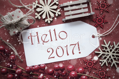 Nostalgic Christmas Decoration, Label With Text Hello 2017