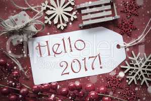 Nostalgic Christmas Decoration, Label With Text Hello 2017