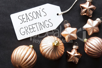 Bronze Christmas Tree Balls, Text Seasons Greetings