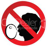 No chewing gum prohibited symbol sign on paper sticker, vector illustration against blowing a bubble gum